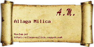 Allaga Milica névjegykártya